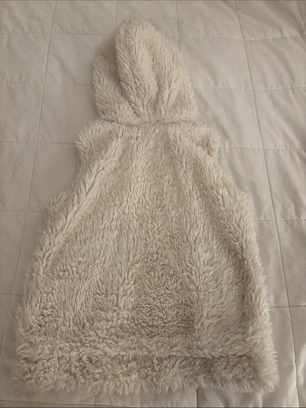 Mini Boden Sz 3T 4T Kids Plush Hooded Vest with Floral Lining - Cream like new